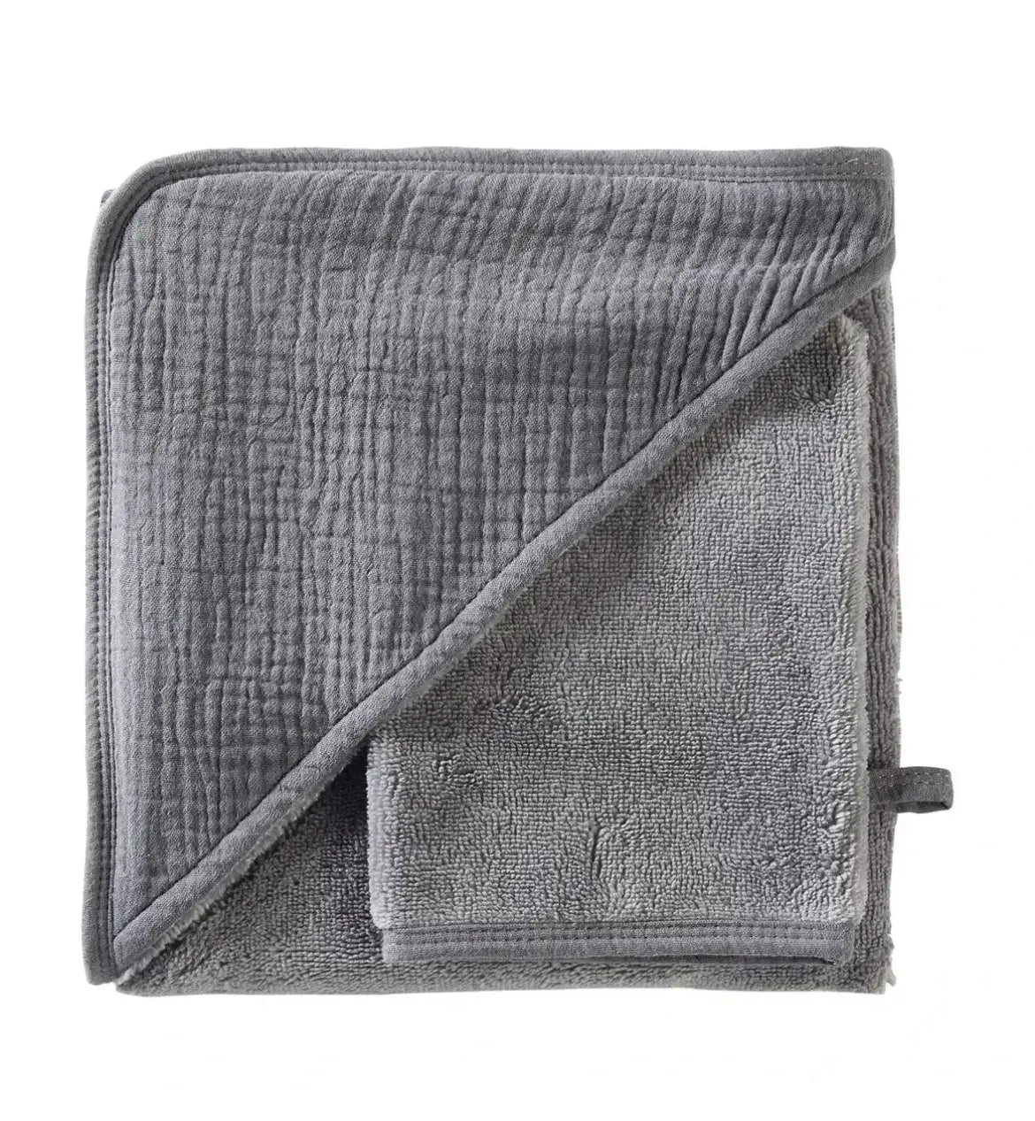Cape de bain en bambou (avec gant) - GRIS MINERAL BB&co