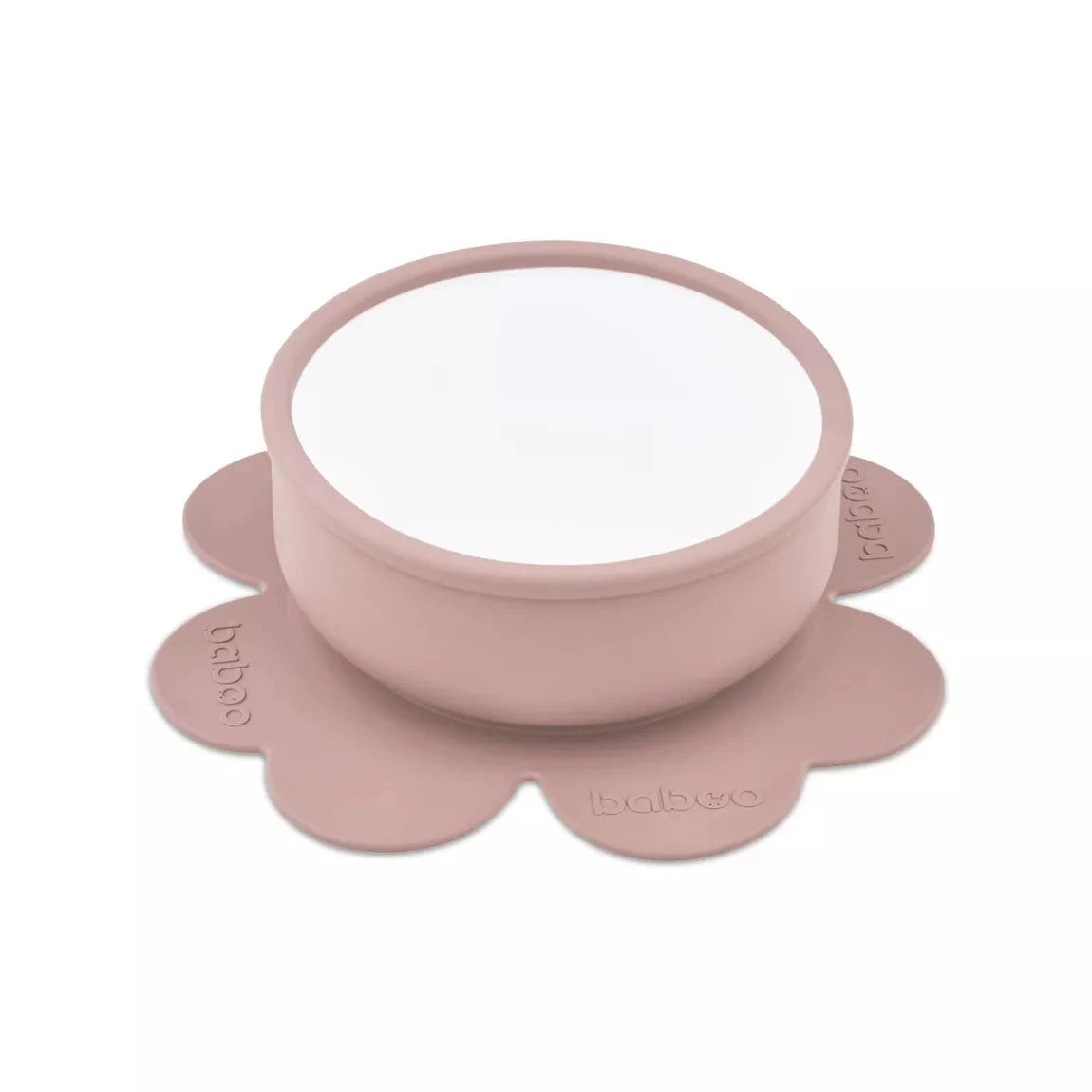 Bol en silicone BABOO® avec base à ventouse -  ROSE BB Cigogne