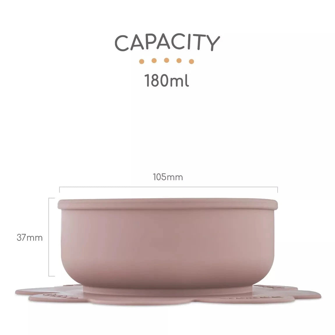 Bol en silicone BABOO® avec base à ventouse -  ROSE BB Cigogne