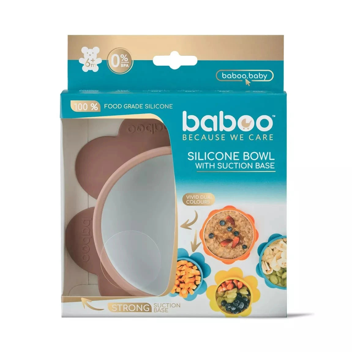 Bol en silicone BABOO® avec base à ventouse -  ROSE BB Cigogne
