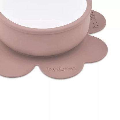 Bol en silicone BABOO® avec base à ventouse -  ROSE BB Cigogne