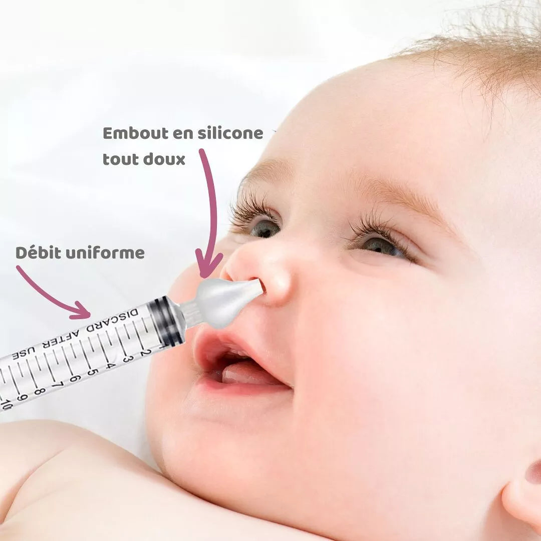 Petit Nez Kit de Seringues nasales Mouche bébé Seringue nasale 2pcs 10 ml + récipient 30ml + Brosse Offerte