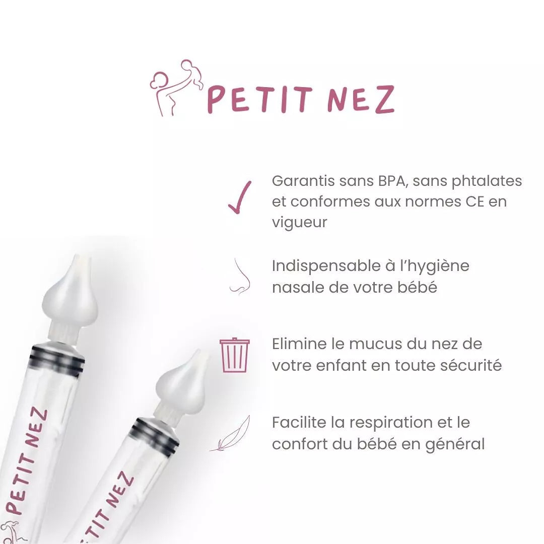 Petit Nez Kit de Seringues nasales Mouche bébé Seringue nasale 2pcs 10 ml + récipient 30ml + Brosse Offerte