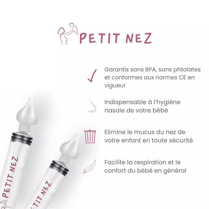 Petit Nez Kit de Seringues nasales Mouche bébé Seringue nasale 2pcs 10 ml + récipient 30ml + Brosse Offerte Petit nez