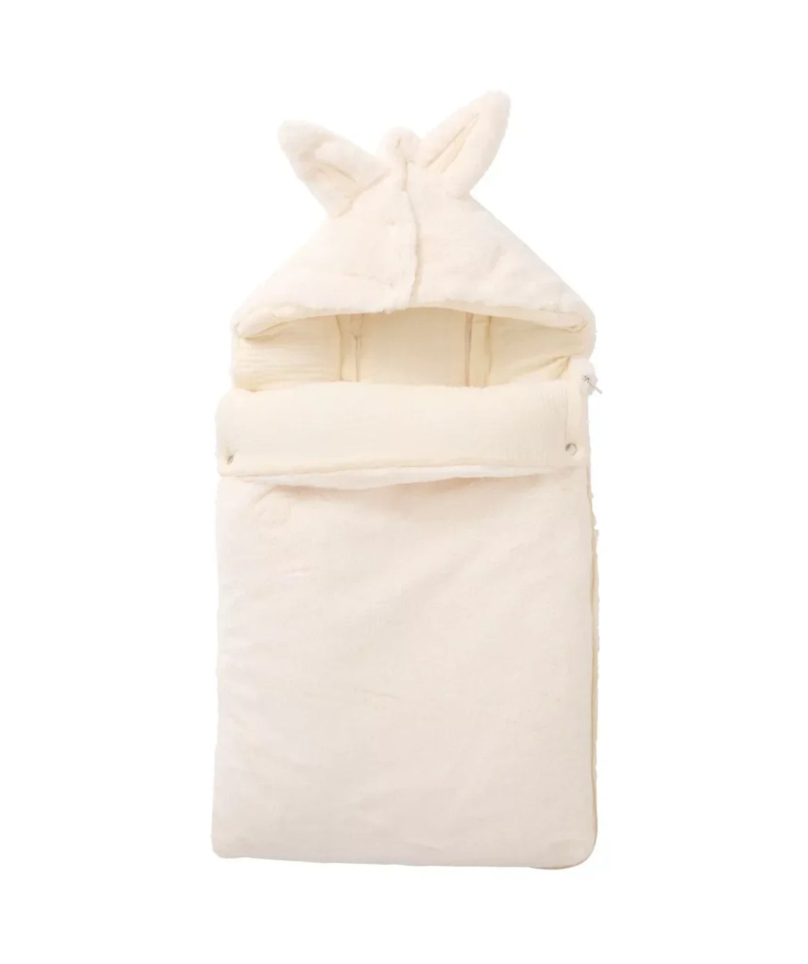 Nid d’ange fausse fourrure angora doublé gaze de coton - IVOIRE BB Cigogne