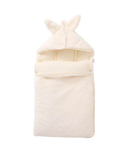 Nid d’ange fausse fourrure angora doublé gaze de coton - IVOIRE BB Cigogne