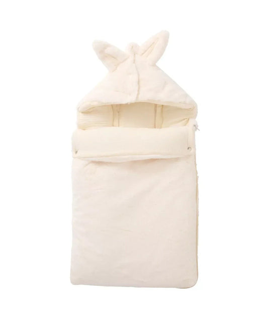 Nid d’ange fausse fourrure angora doublé gaze de coton - IVOIRE BB Cigogne