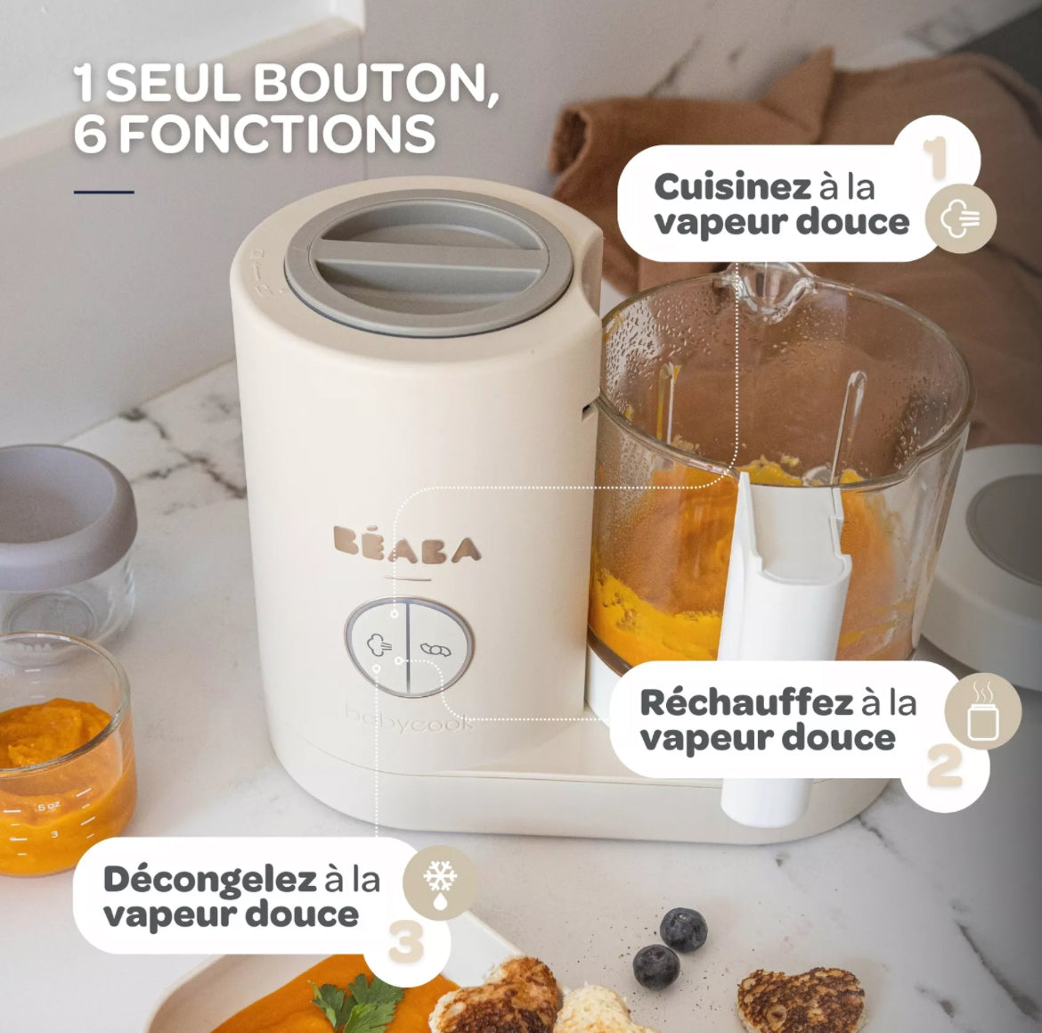 Nouveauté ! BEABA, Robot cuiseur Babycook Neo® - Terre d'argile BB Cigogne