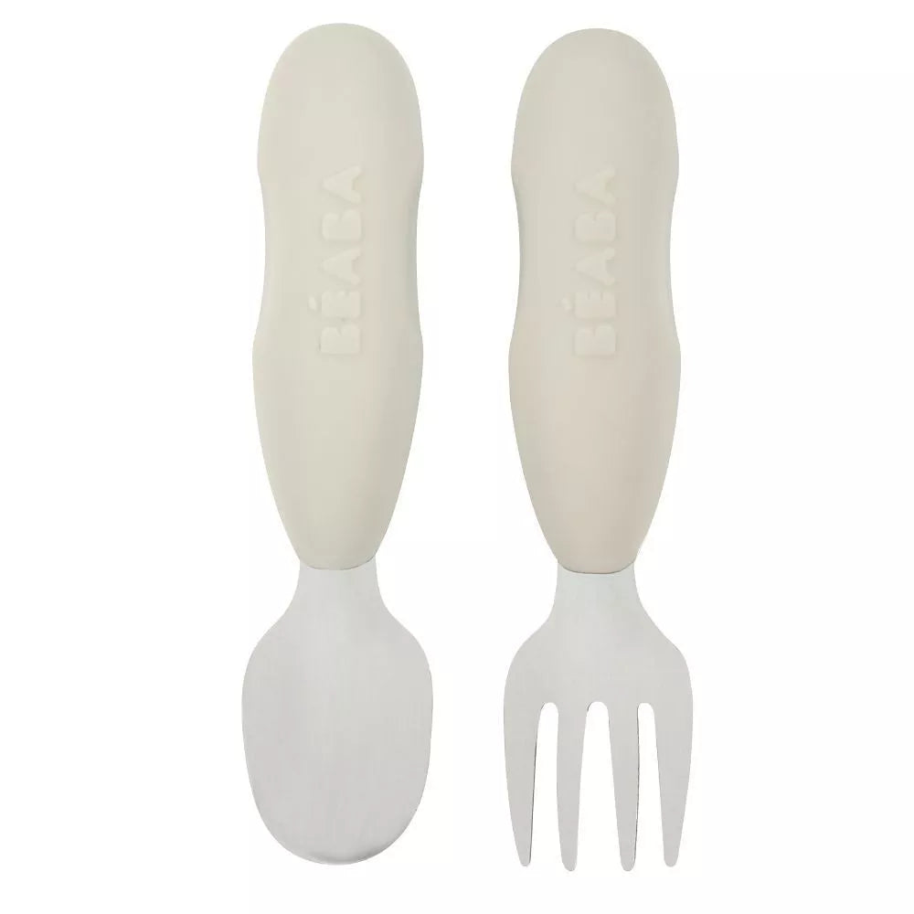 BEABA, Lot de 2 pré-couverts inox - GRIS Beaba