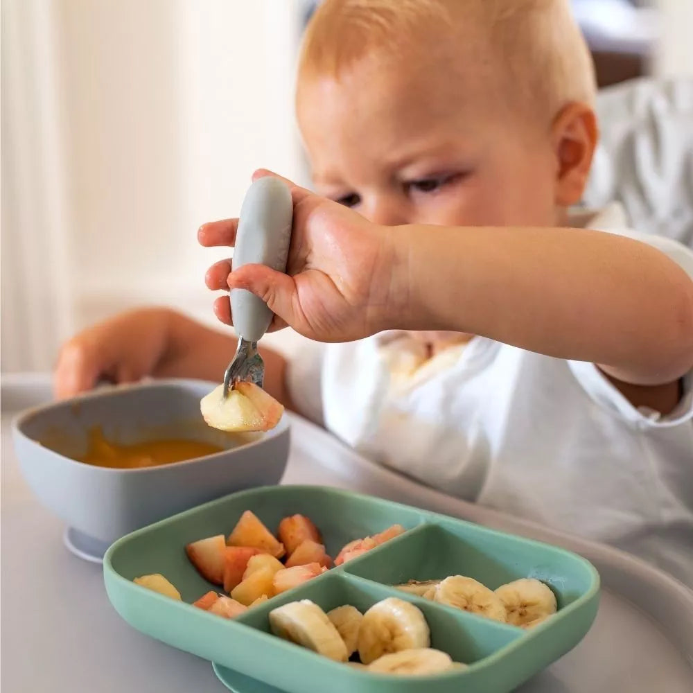 BEABA, Lot de 2 pré-couverts inox - GRIS Beaba