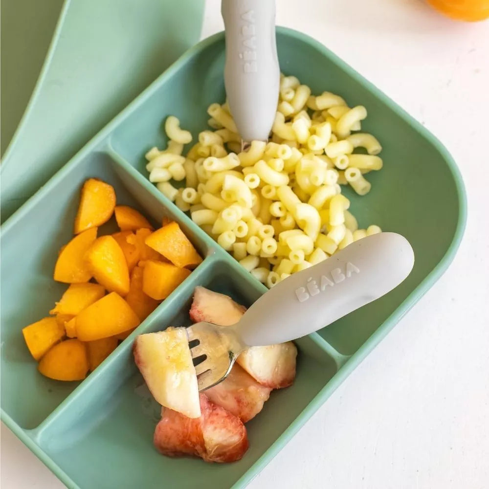 BEABA, Lot de 2 pré-couverts inox - GRIS Beaba