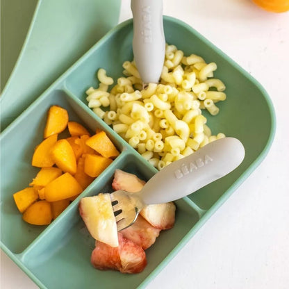 BEABA, Lot de 2 pré-couverts inox - GRIS Beaba