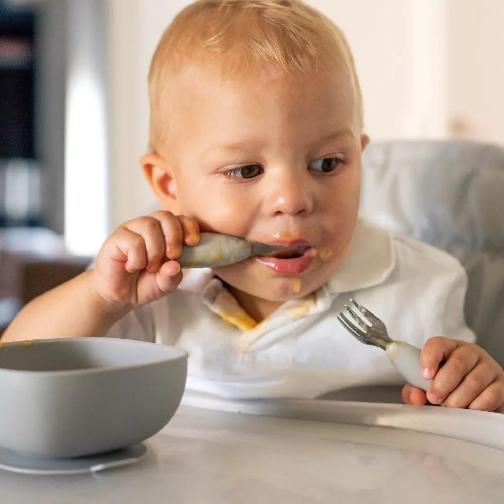 BEABA, Lot de 2 pré-couverts inox - GRIS Beaba