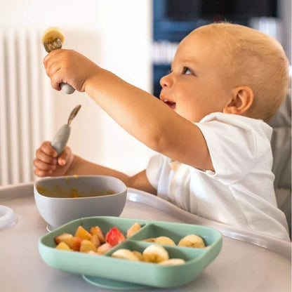 BEABA, Lot de 2 pré-couverts inox - GRIS Beaba