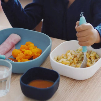 Lot 3 bols en silicone BEABA - BLEU BB Cigogne