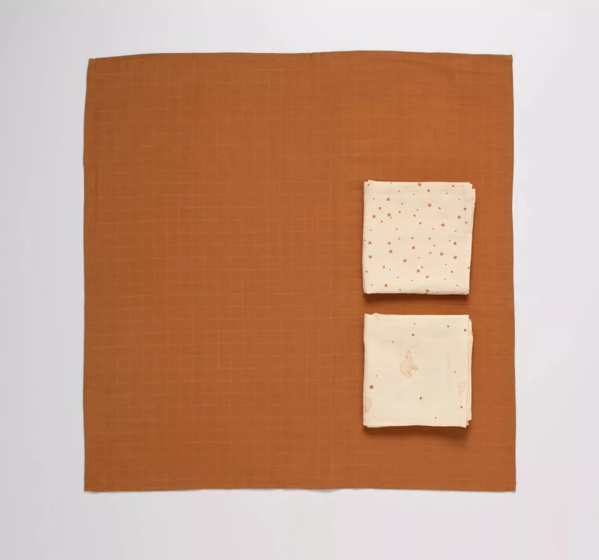 Langes 70x70cm en coton bio boite de 3 - ORSINO BB Cigogne