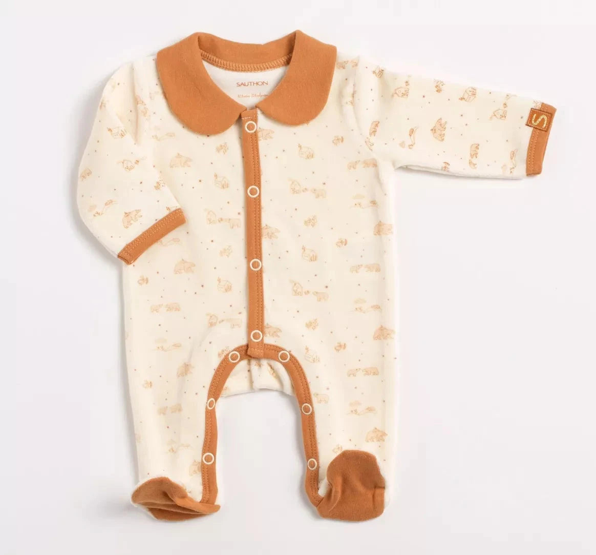 Pyjama bébé avec col en velours - ORSINO BB Cigogne