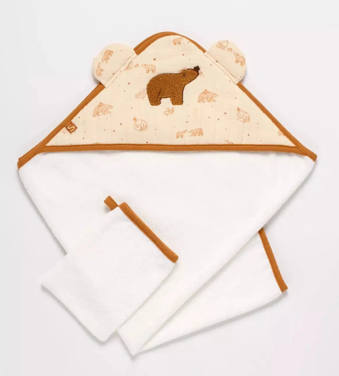 Cape de bain + Gant - ORSINO BB Cigogne