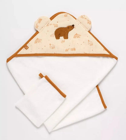 Cape de bain + Gant - ORSINO BB Cigogne