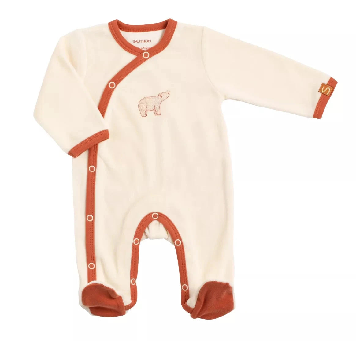 Pyjama bébé croisé en velours - ORSINO BB Cigogne