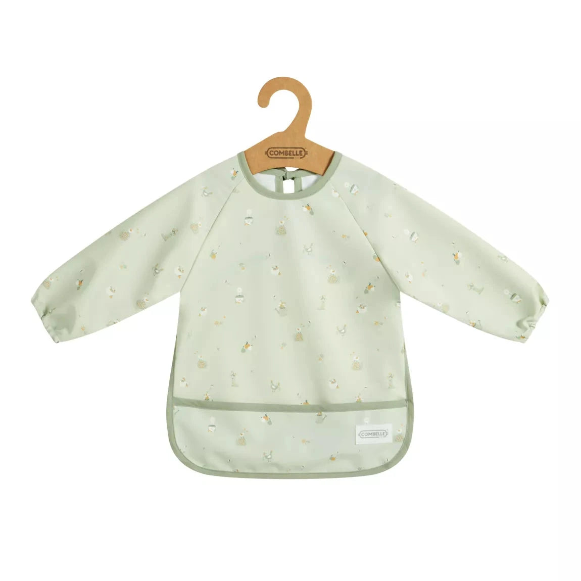 Bavoir tablier à manches Combelle - VERT CLAIR BB Cigogne