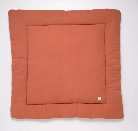 Grand tapis de jeu en double gaze de coton - UNI TERRACOTTA BB Cigogne