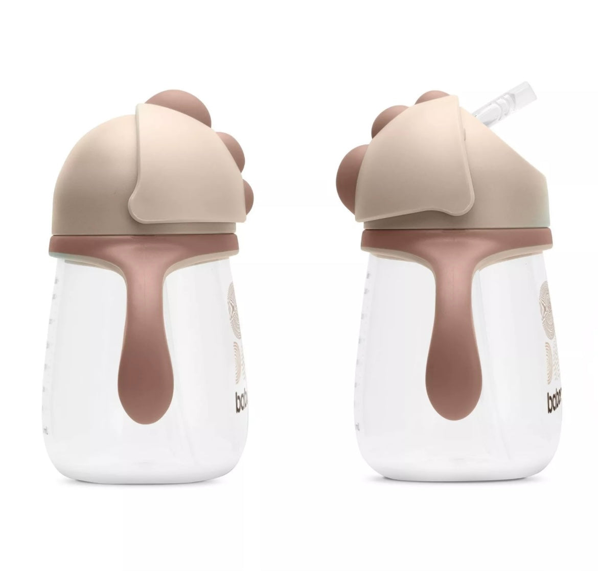 Tasse BABOO® avec paille en silicone, 260 ml, Au Naturale, cacao, 9 mois et + BB Cigogne