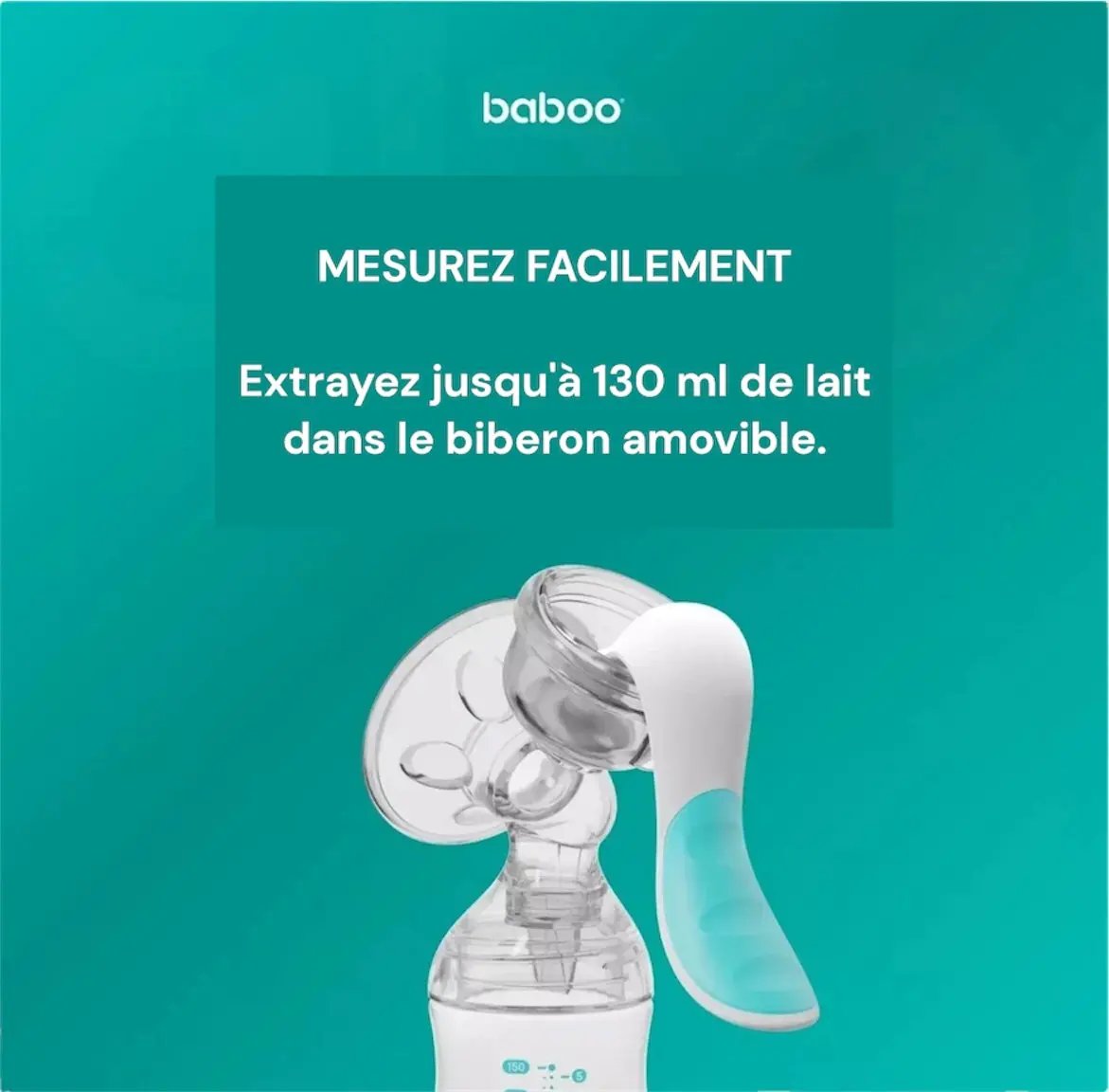 Tire-lait manuel BABOO avec 4 niveaux de puissance d'aspiration BB Cigogne