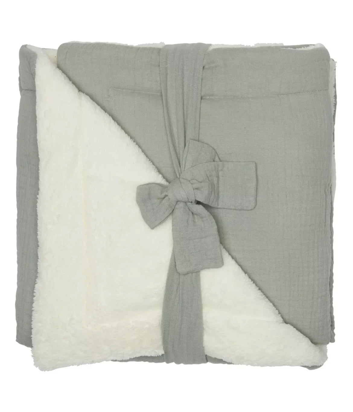 Couverture peluche double gaze & microfibre - GRIS BB Cigogne