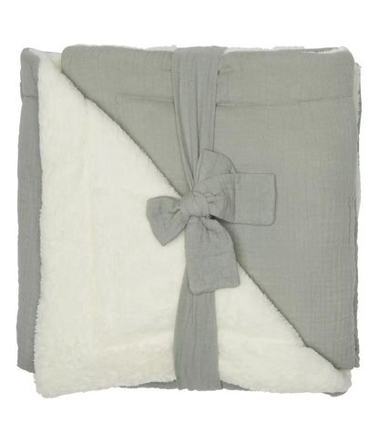 Couverture peluche double gaze & microfibre - GRIS BB Cigogne