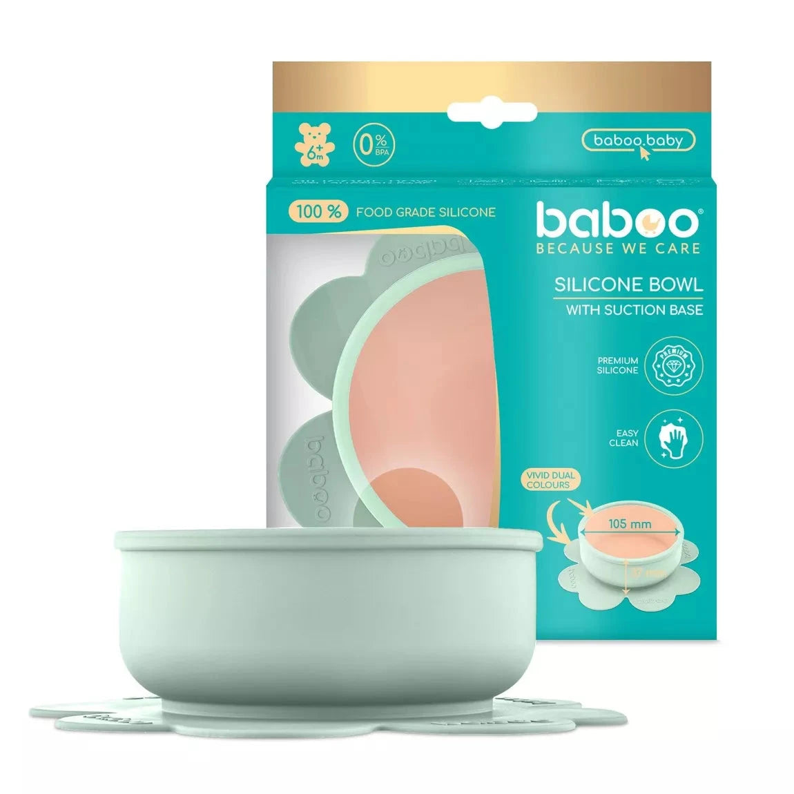 Bol en silicone BABOO® avec base à ventouse -  PECHE BB Cigogne