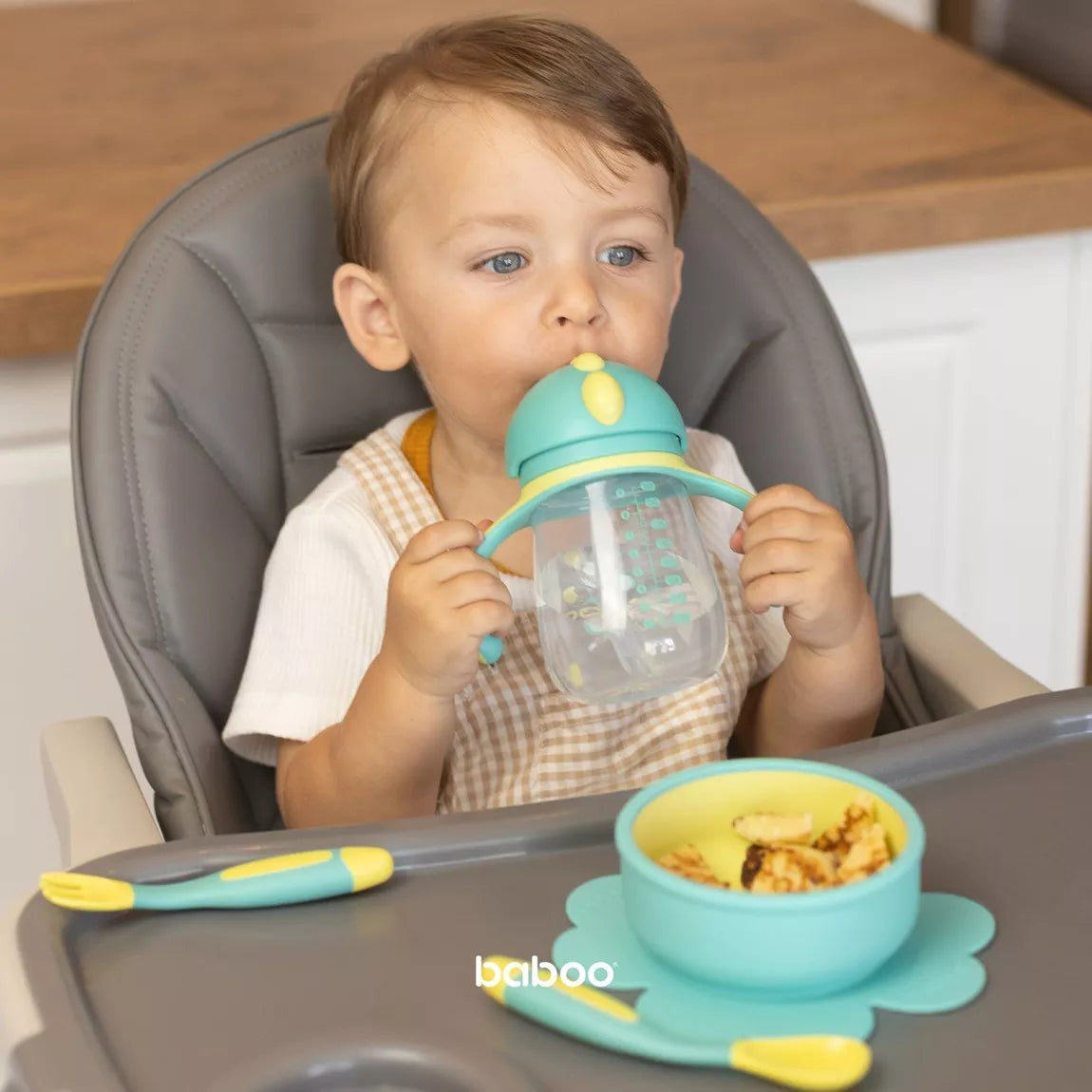 Bol en silicone BABOO® avec base à ventouse -  MENTHE