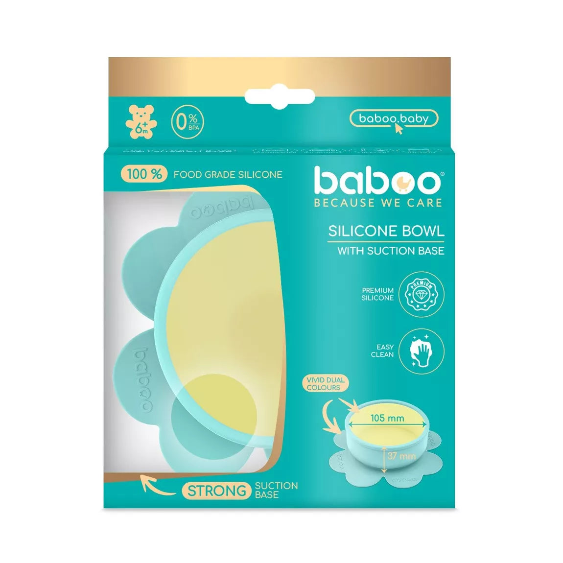 Bol en silicone BABOO® avec base à ventouse -  MENTHE