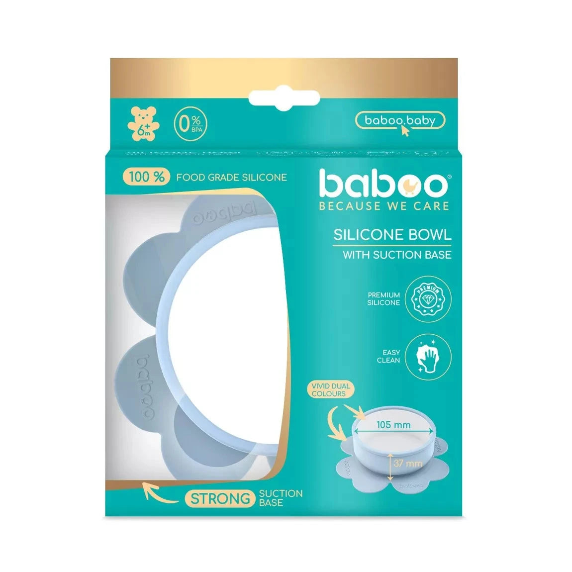 Bol en silicone BABOO® avec base à ventouse -  BLEU BB Cigogne