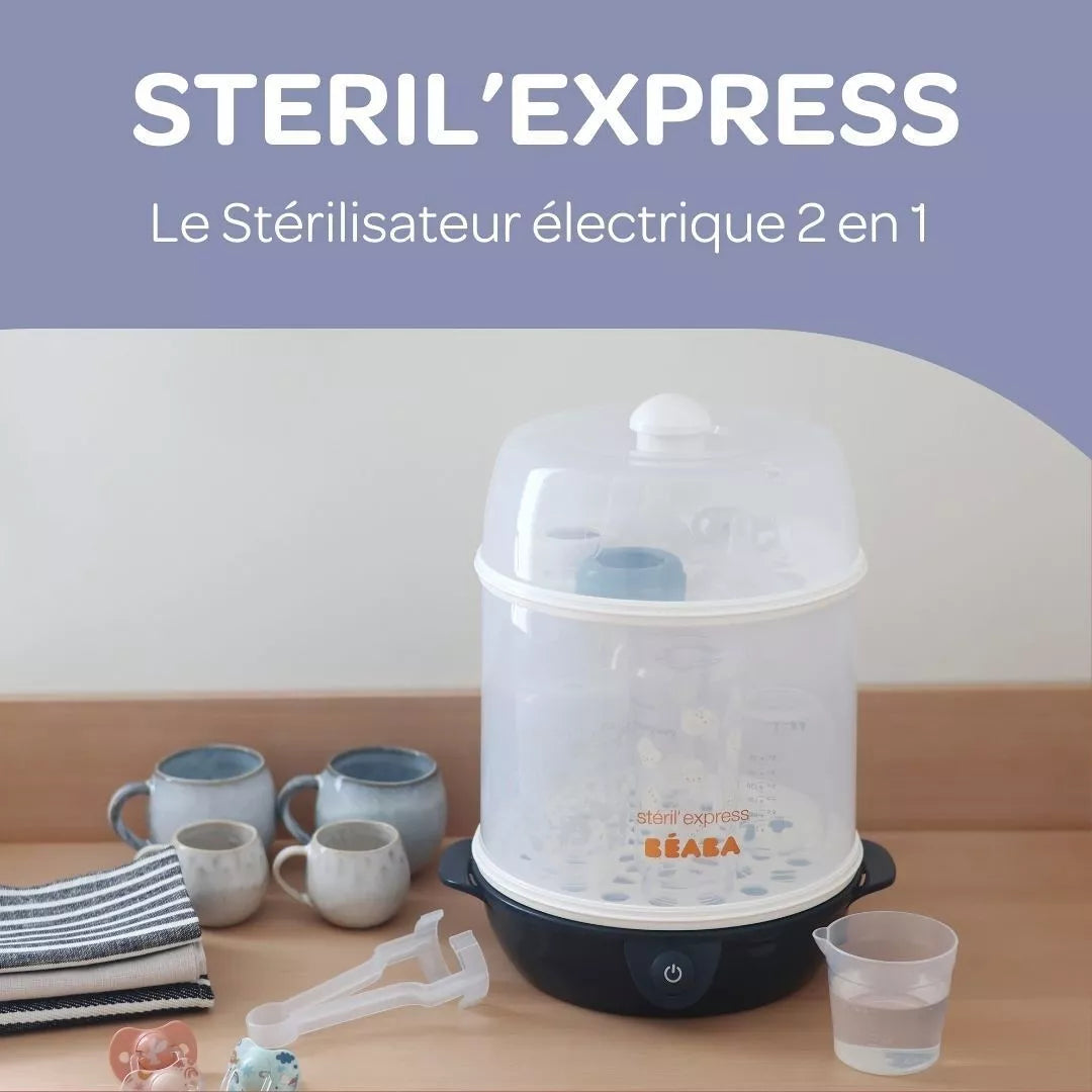 BEABA , Stéril'express évolutif 2 en 1 night blue : Stérilisateur électrique vapeur Beaba