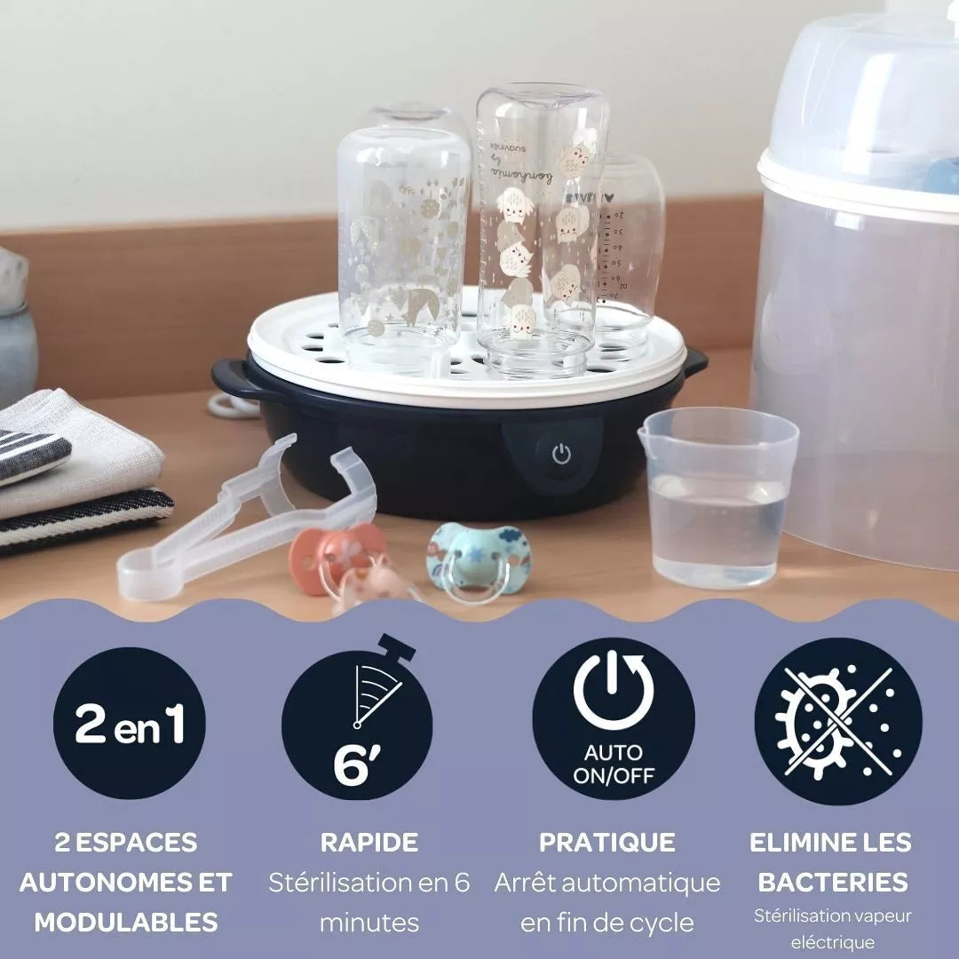 BEABA , Stéril'express évolutif 2 en 1 night blue : Stérilisateur électrique vapeur Beaba