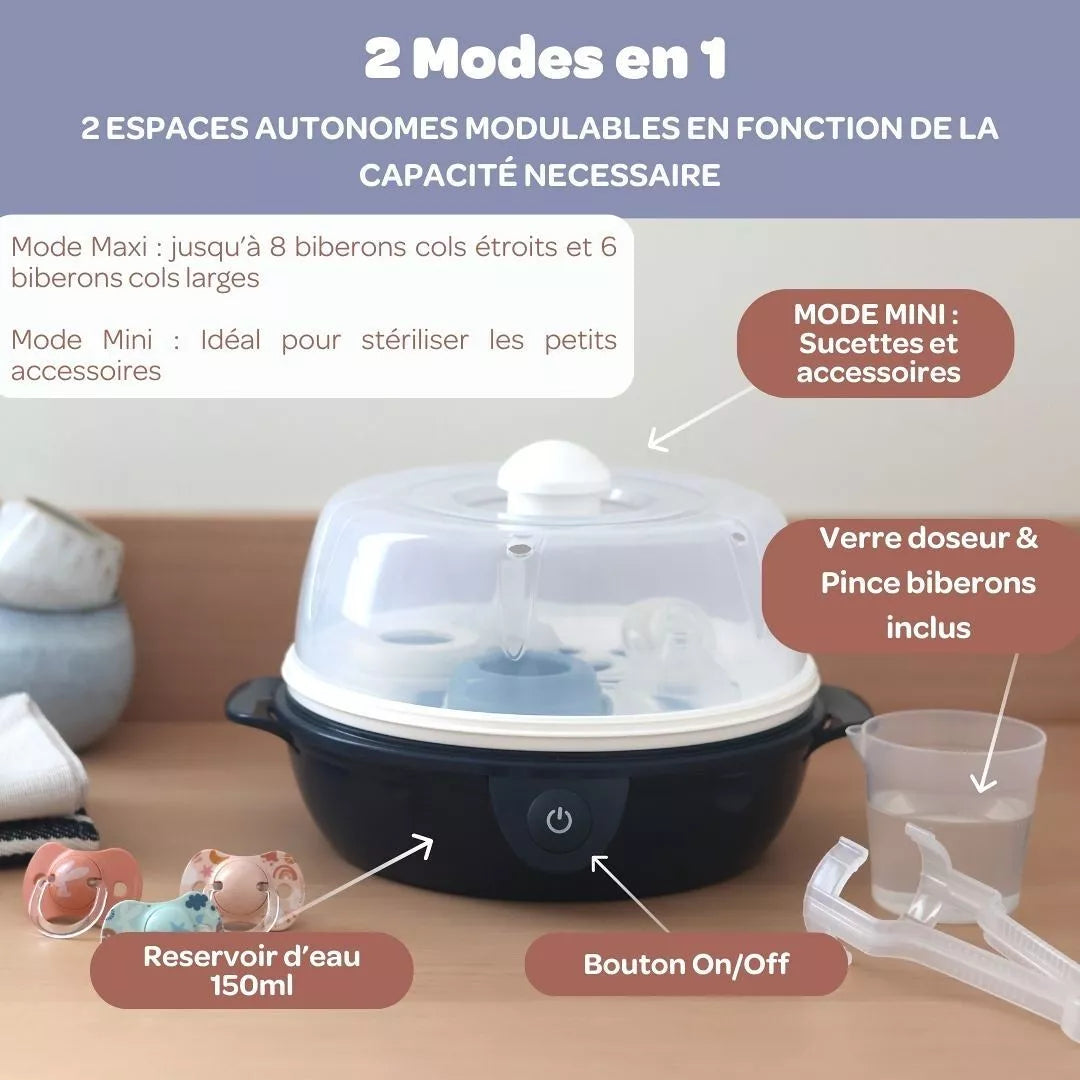 BEABA , Stéril'express évolutif 2 en 1 night blue : Stérilisateur électrique vapeur Beaba