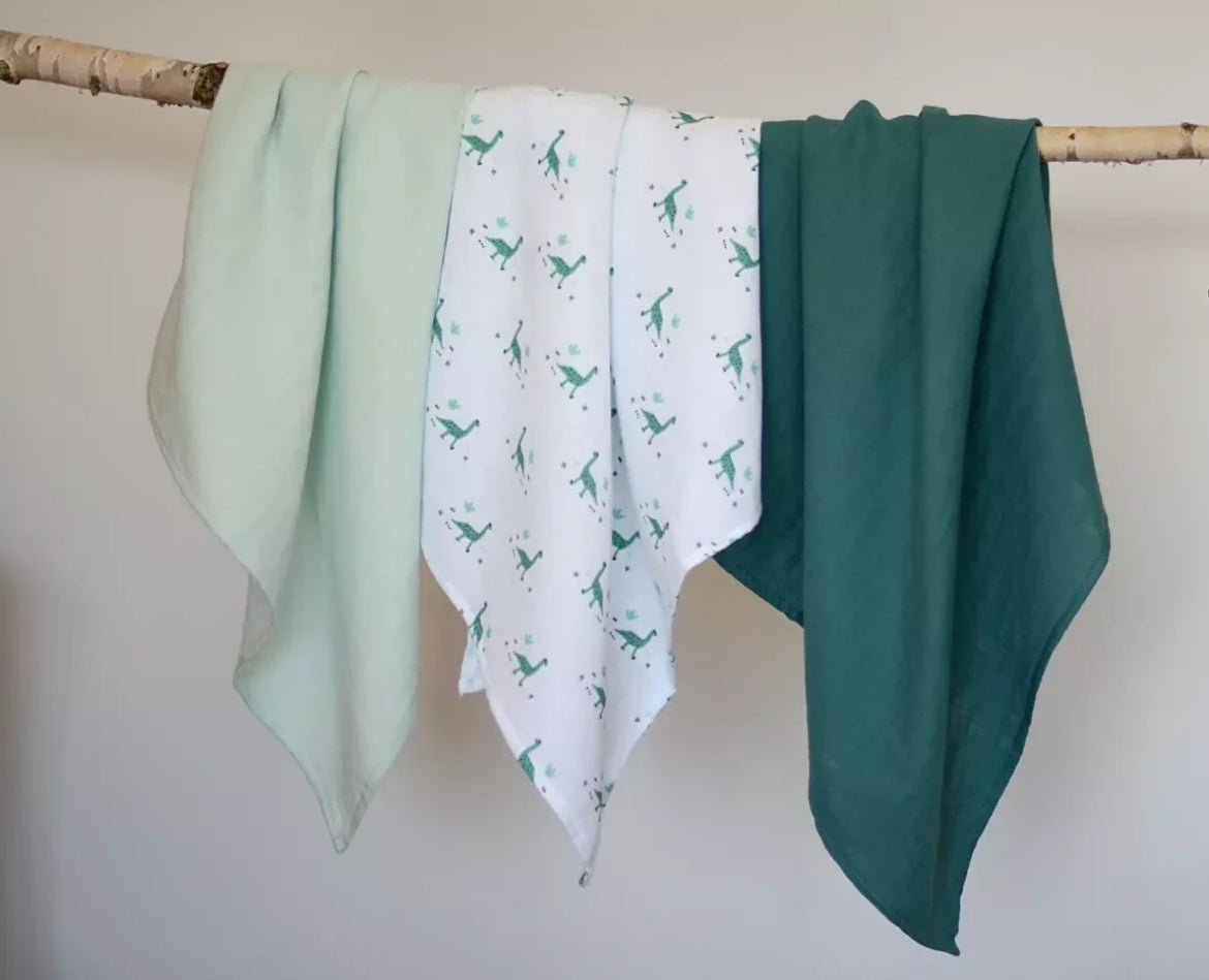 Boîte de 3 langes BEABA - JURASSIQUE BB Cigogne