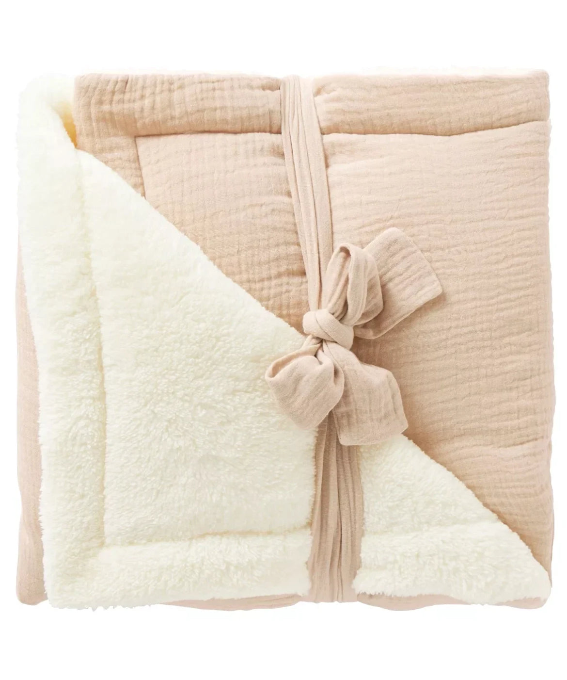 Couverture peluche double gaze & microfibre - BISCUIT BB Cigogne