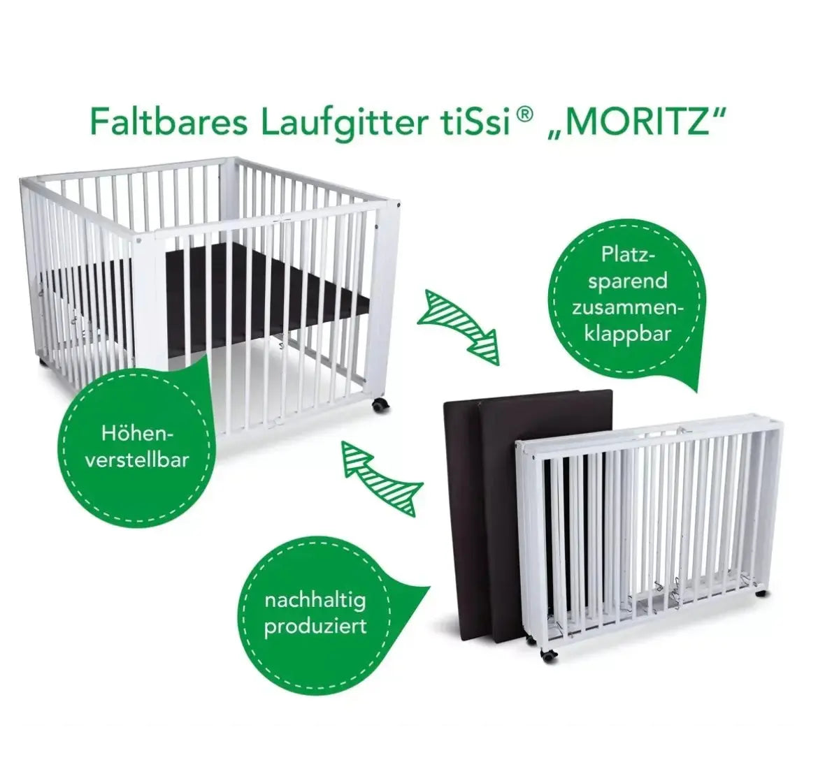 Parc bébé Pliant - Blanc Tissi