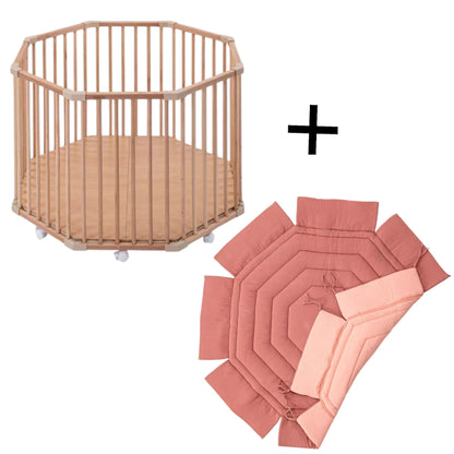 Parc Basile octogonal + tapis Rose COMBELLE