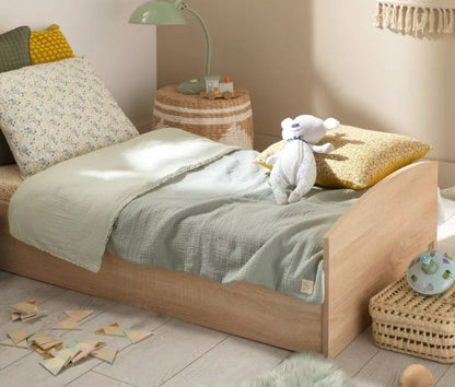 Couverture bébé en gaze de coton et polaire - UNI SAUGE BB Cigogne