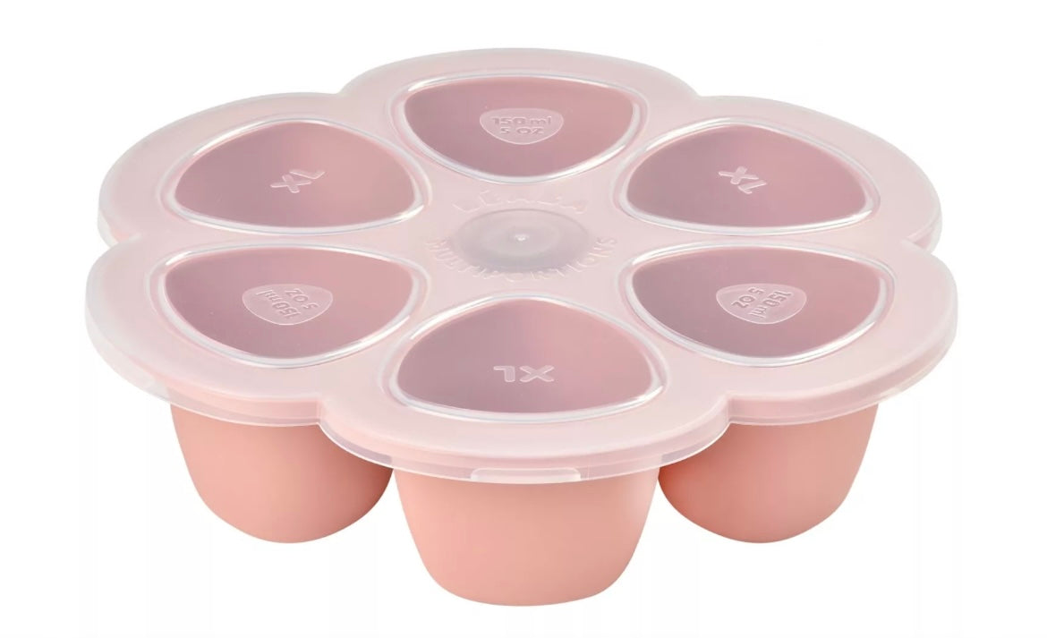 BEABA, Multiportions silicone 6 x 150 ml old pink BB Cigogne