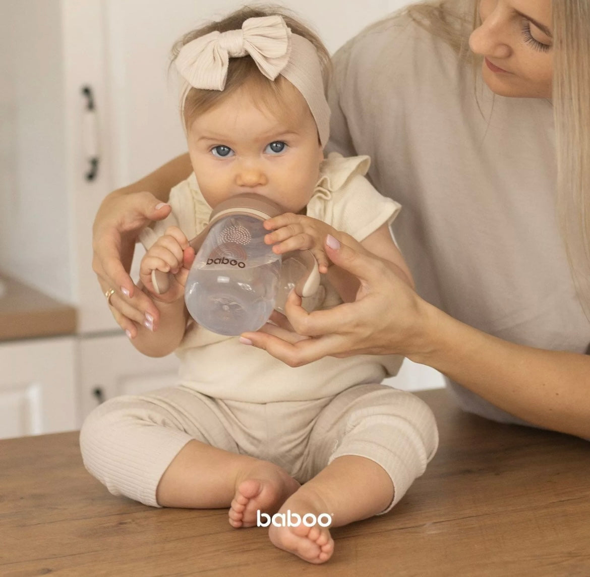 Tasse BABOO® avec bec verseur en silicone, 260 ml, Au Naturale, cacao, 6+ mois