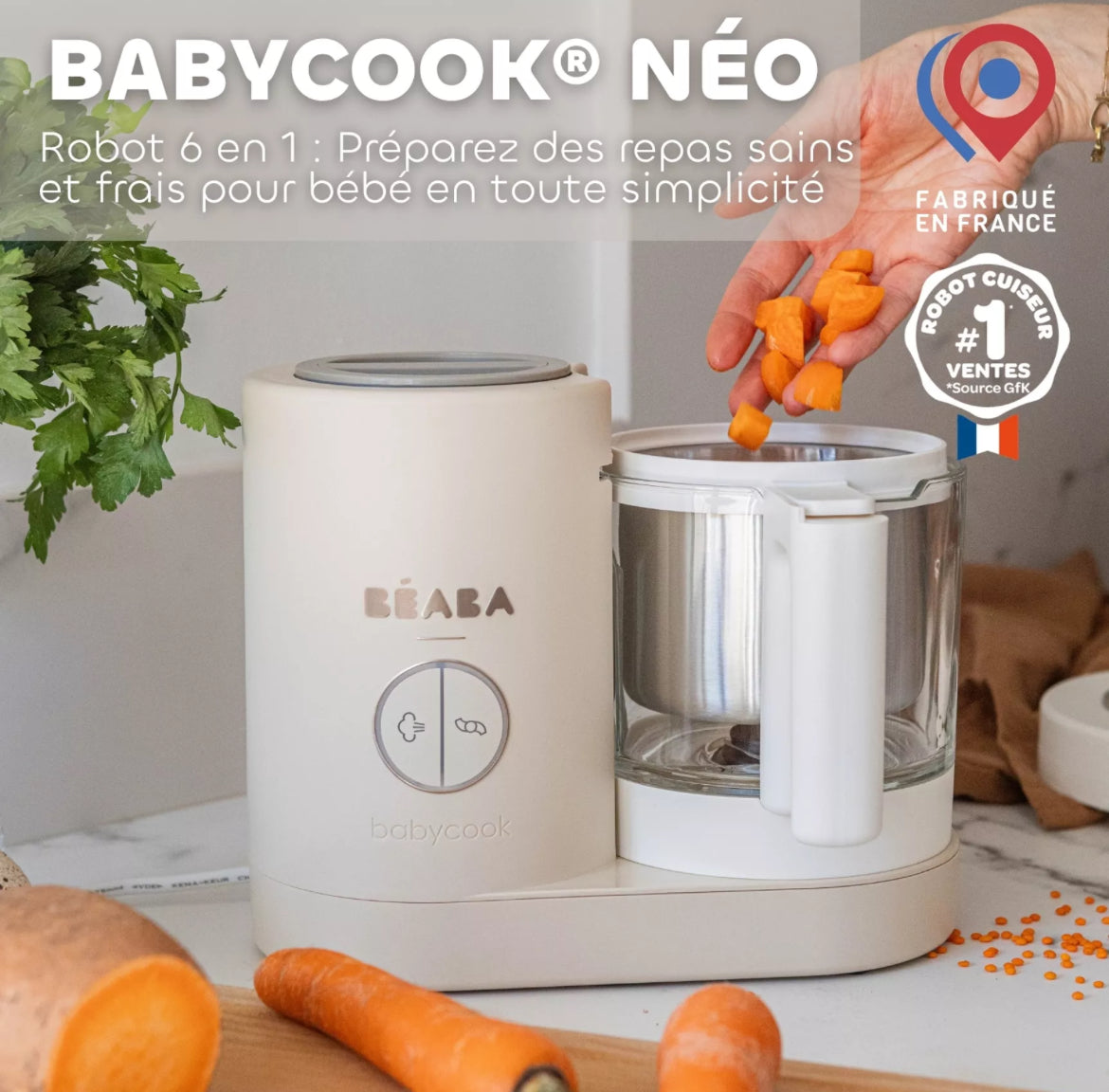 Nouveauté ! BEABA, Robot cuiseur Babycook Neo® - Terre d'argile BB Cigogne