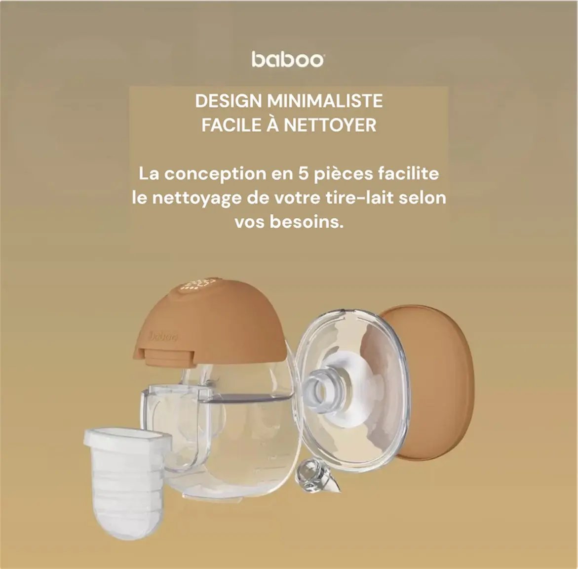 Tire-lait électrique double portable mains libres BABOO x2 -CACAO BB Cigogne