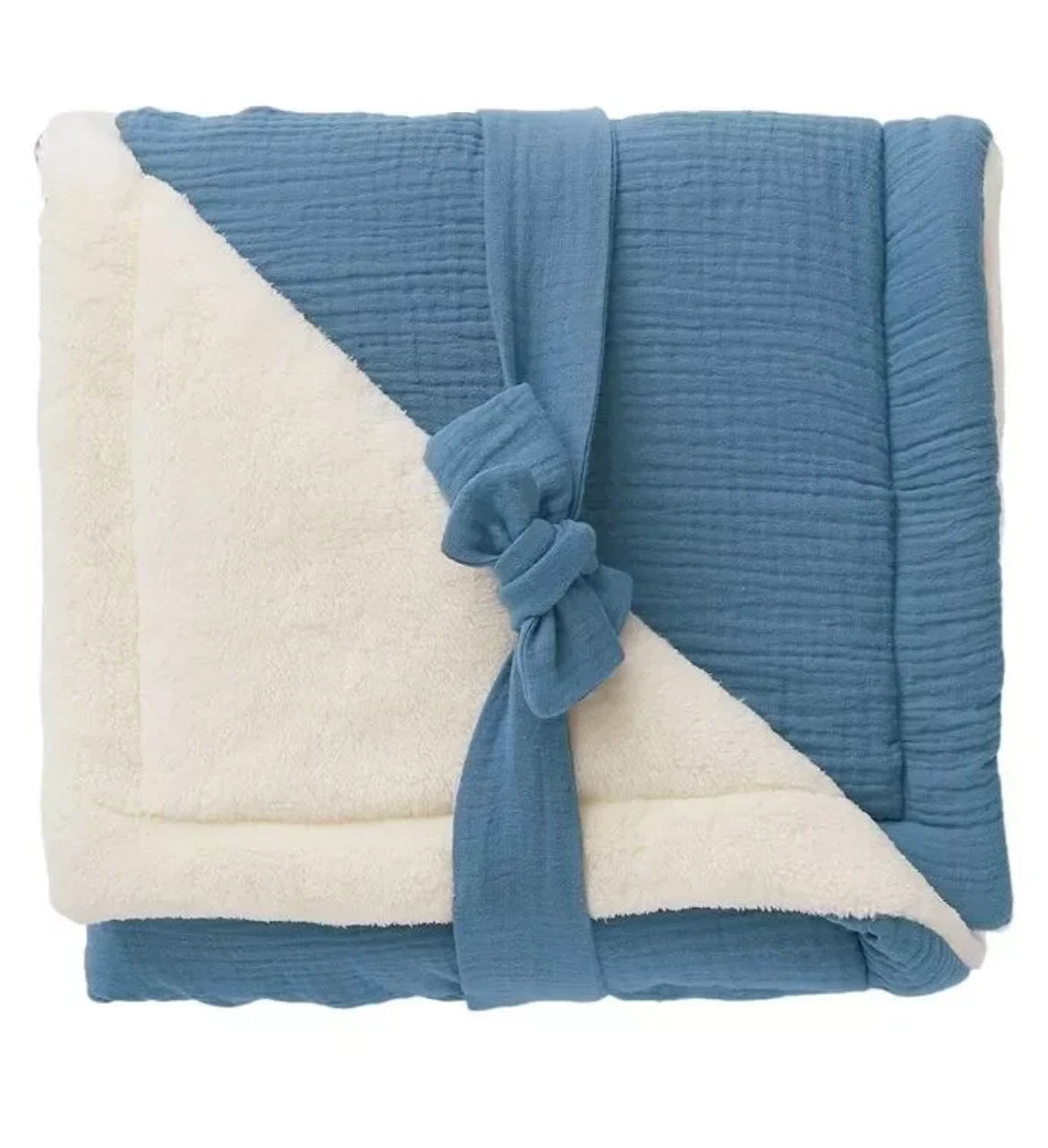 Couverture peluche double gaze & microfibre - BLEU BB Cigogne