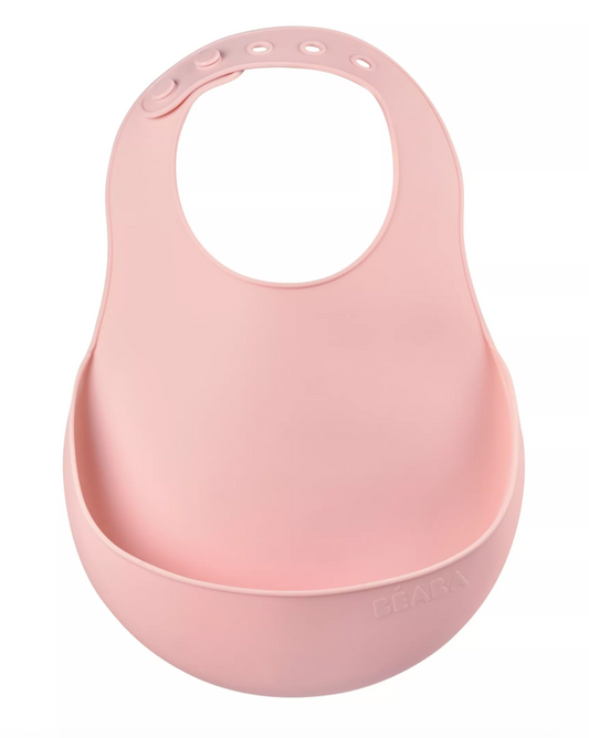 Bavoir silicone BEABA - ROSE BB Cigogne