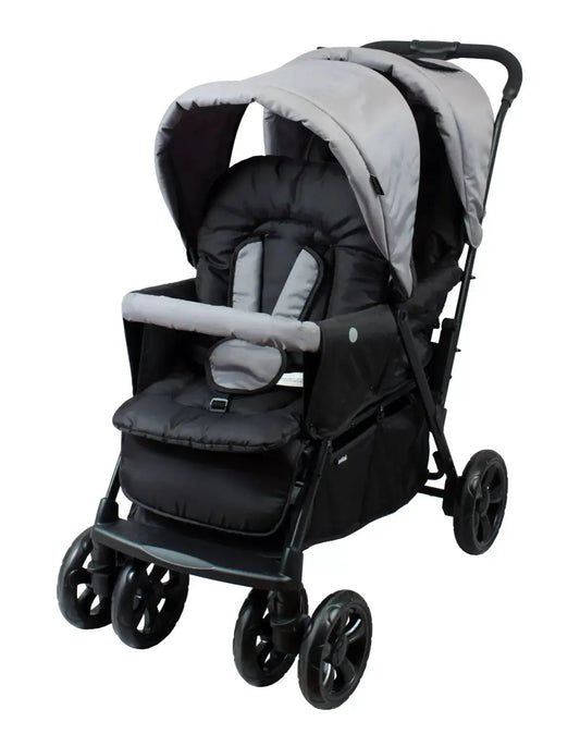 Poussette Double Grise (Habillage Pluie Inclus) Looping