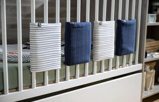 Protections de barreaux de lit en coton - MARINIERE BB Cigogne